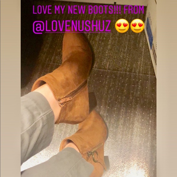 Soda Zipper Pull Cognac Suede Heel Ankle Bootie 6 - Picture 3 of 8